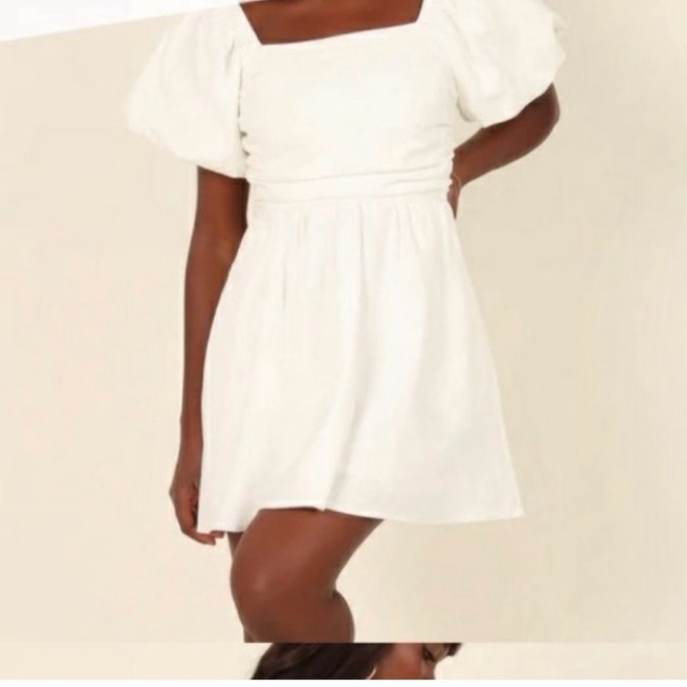 NWT Petal + Pup Puff Sleeve Short White Dress size Large